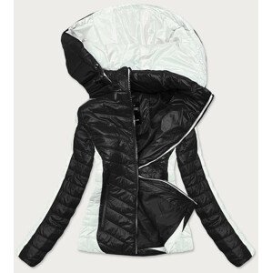 Dvoubarevná černá/ecru dámská bunda s kapucí (6318) odcienie czerni XL (42)