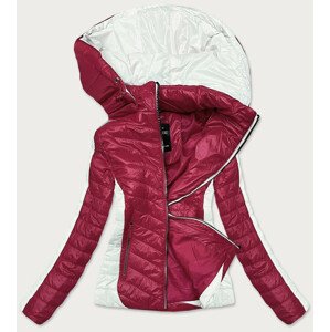 Dvoubarevná červeno/ecru dámská bunda s kapucí (6318) odcienie czerwieni XL (42)