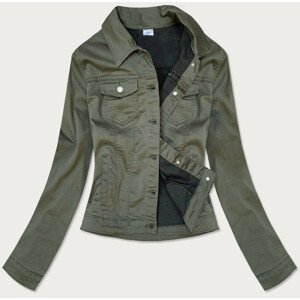Dámská látková bunda v khaki barvě s límečkem (GD6116) khaki 46