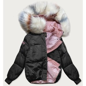 Černo-růžová dámská zimní bunda oversize (729ART) černá 46