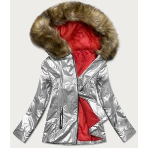 Stříbrná dámská zimní bunda metalická (721ART) Silver XXL (44)