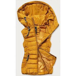 Žlutá dámská vesta s přírodní péřovou výplní (RQW6815) Žlutá L (40)