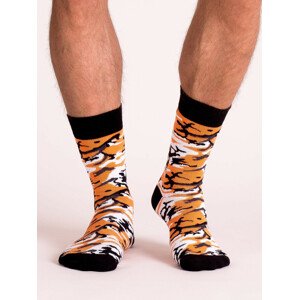 Pánské ponožky se vzorem moro černé/oranžové 40-45