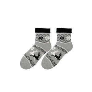 Dámské ohrnuté vzorované ponožky Bratex D-004 Woman Froté 36-41 popelavá melanž 36-38