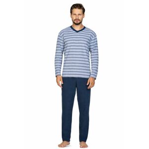 Pánské froté pyžamo Robin modré s pruhy modrá XL