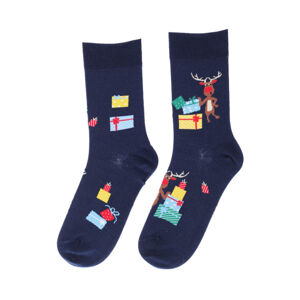 Pánské sváteční vzorované ponožky tmavě modrá 45-47