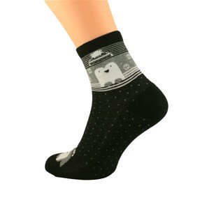 Dámské zimní ponožky Bratex Women Vzory, polofroté 051 grafitová melanž 36-38