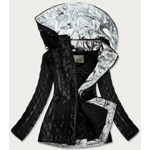 Černá dámská bunda s ozdobnými vsadkami (MM50) stříbro 46