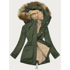 Khaki-béžová dámská zimní bunda (W559) Béžová L (40)