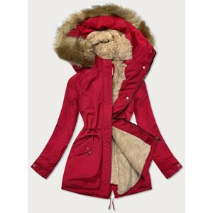 Červeno-béžová dámská zimní bunda (W559) červená S (36)