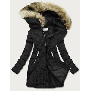Černá prošívaná dámská zimní bunda (LF808) černá L (40)