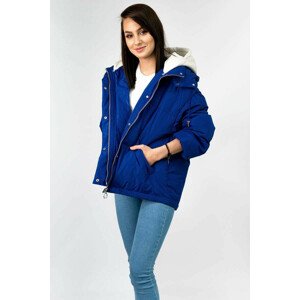 Krátká světle modrá dámská zimní bunda s přírodní péřovou výplní (7113) Modrá S (36)