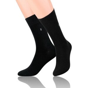 Hladké pánské ponožky s jemným vzorem 056 černá 42-44