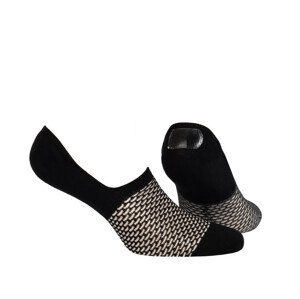 Vzorované dámské ponožky "mokasínky" s polyamidem BRIGHT + SILIKON černá 33-35