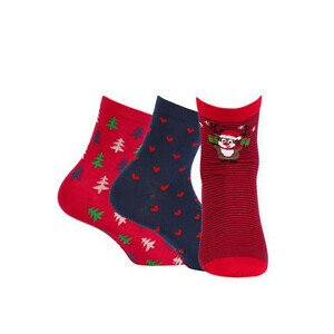 Dámské sváteční vánoční ponožky Wola W84.55P A'3 redgreen 36-38