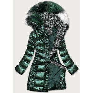 Zelená lesklá dámská zimní bunda (W823)