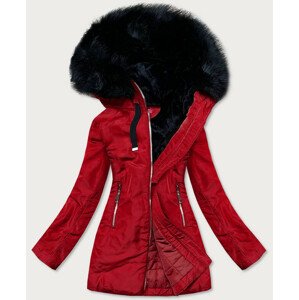 Dámská zimní bunda v bordó barvě s kapucí (8951-B) červená S (36)