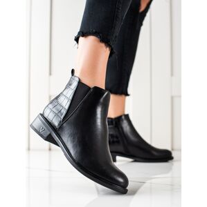 Stylové dámské  kotníčkové boty černé na plochém podpatku 39