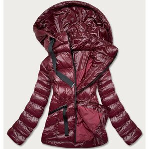 Krátká dámská zimní bunda ve višňové barvě (23066-7) Kaštan S (36)