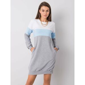 Dámské mikinové šaty 5869 - RUE PARIS šedá, bílá, modrá S