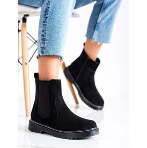 Komfortní  kotníčkové boty dámské černé bez podpatku 36