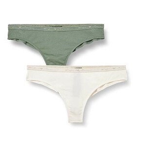 Dámské brazilské kalhotky 2 pack 163337 1A223 - 75910 - zelená/bílá - Emporio Armani zelená a bílá XS