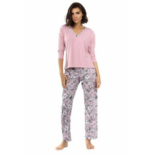 Dámské pyžamo Delisa světle růžové s květinami růžová 3XL