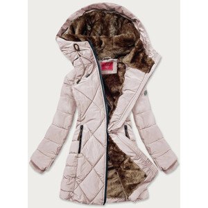 Béžová dámská zimní bunda s kapucí (M-21003) Barva: Béžová, Velikost: S (36)