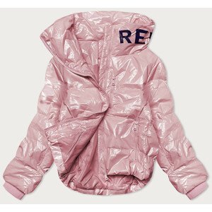 Krátká dámská oversize bunda v pudrově růžové barvě (740ART) Růžová jedna velikost