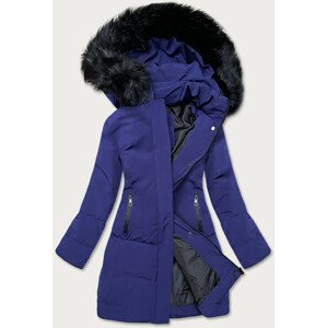 Tmavě modrá dámská zimní bunda s kapucí (23071-3) tmavě modrá M (38)
