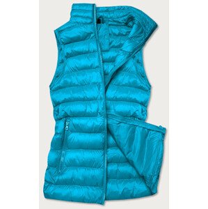 Světle modrá krátká dámská prošívaná vesta (23077-243) Modrá S (36)