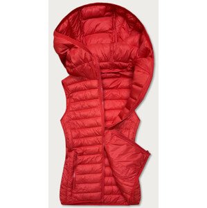 Červená prošívaná dámská vesta s kapucí (13072-270) Červená XL (42)
