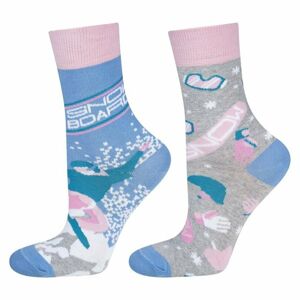 Nepárové dámské ponožky SOXO GOOD STUFF - Snowboard Šedá/modrá 35-40