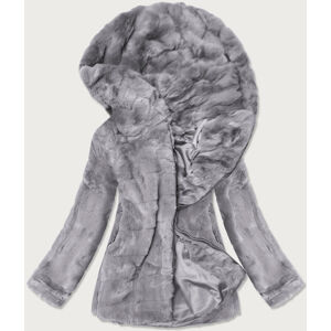 Dámský kabátek - kožíšek s kapucí BR9742-9 - S.WEST šedá S