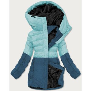 Blankytně-světle modrá dámská zimní péřová bunda (B2379) Modrá L (40)