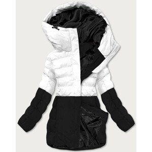 Bílo-černá dámská zimní péřová bunda  (B2379) Bílá S (36)