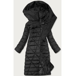 Dlouhá černá dámská zimní bunda s kapucí (MY043) černá 52