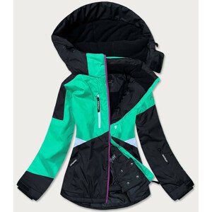 Zeleno-černá dámská zimní bunda se sněhovým pásem (B2392) Zelená M (38)