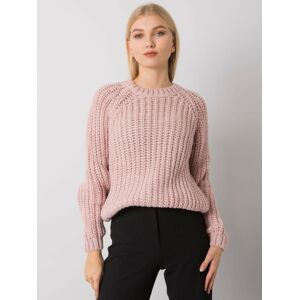 Dámský pletený svetr 0420 - RUE PARIS pudrově růžová jedna velikost