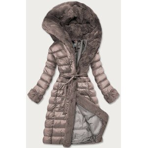 Dámská zimní bunda v barvě cappucino s kapucí (FM09-3) Béžová S (36)