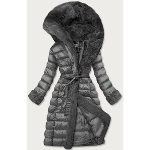 Šedá dámská zimní bunda s kapucí (FM09-12) šedá L (40)