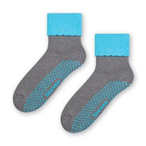 Dámské ponožky s protiskluzovou úpravou ABS 126 M.ŠEDÁ/TURKVÓZOVÁ 38-40