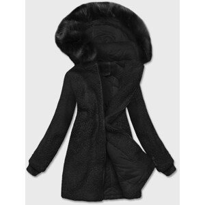 Černá dámská bunda "beránek" s kapucí (H-1030-01) černá XL (42)
