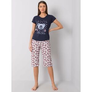 Dámské bavlněné pyžamo s potiskem 3648 - FPrice tm.modrá/červená 2XL
