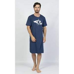 Pánská noční košile s krátkým rukávem Angler fish - Gazzaz tmavě modrá - vzor M