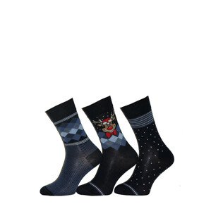 Pánské ponožky Premium A36 Vánoční 3PACK - Cornette tmavě modrá - vzor 45-47