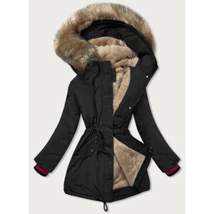 Černá dámská zimní bunda s kapucí (CAN-579) černá XXL (44)
