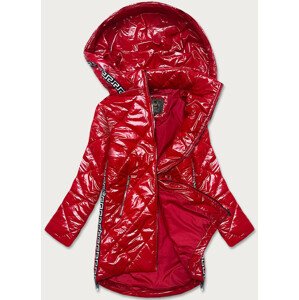 Lehká červená lesklá dámská bunda s lemovkami (LD7258BIG) Červená XXL (44)