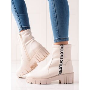 Trendy dámské  kotníčkové boty hnědé na plochém podpatku 39