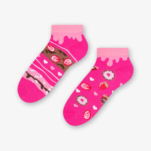 Krátké asymetrické dámské ponožky 034 ROSE/COOKIES 39-42